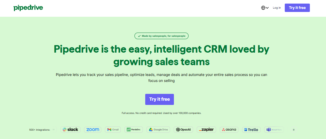 pipedrive homepage