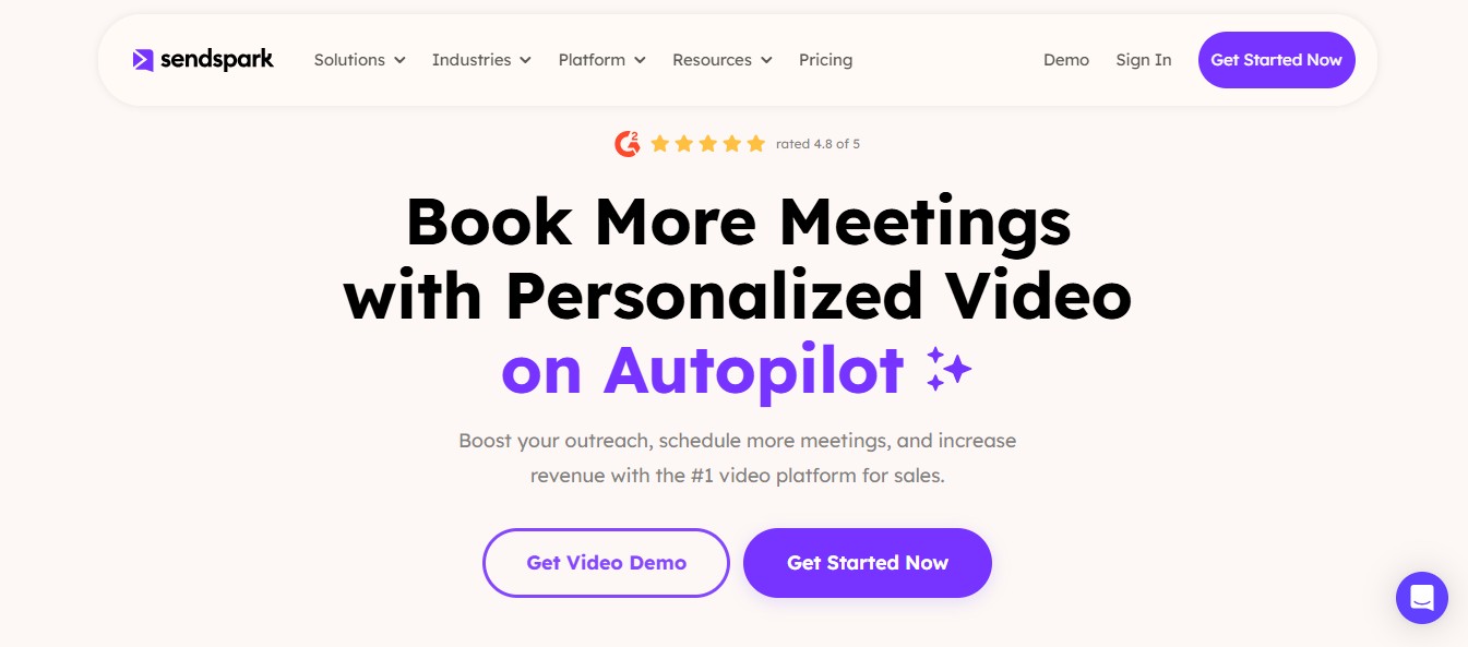 A business woman smiling with the text "Book More Meetings with Personalized Video on Autopilot.