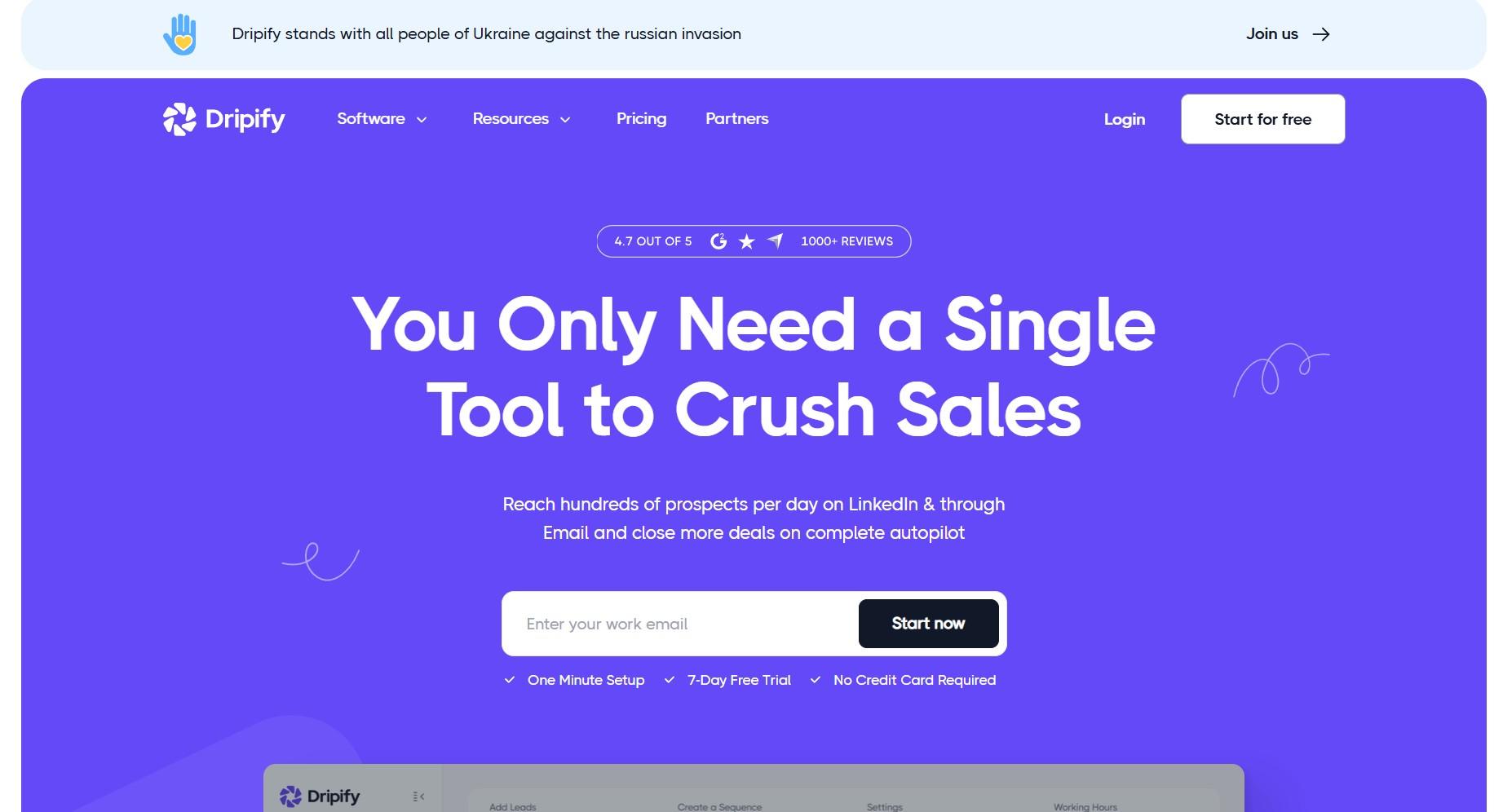 Dripify homepage