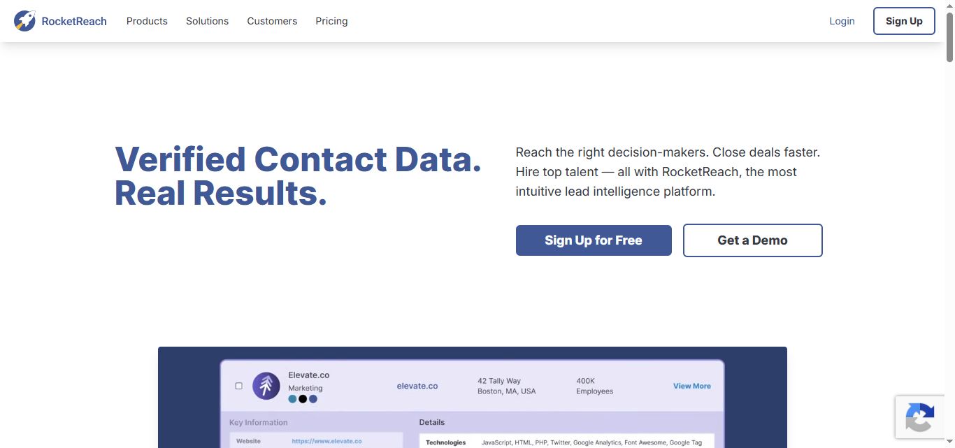 rocket reach homepage