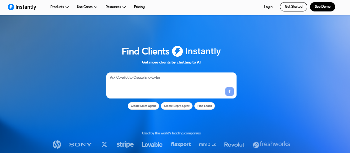 instantly homepage