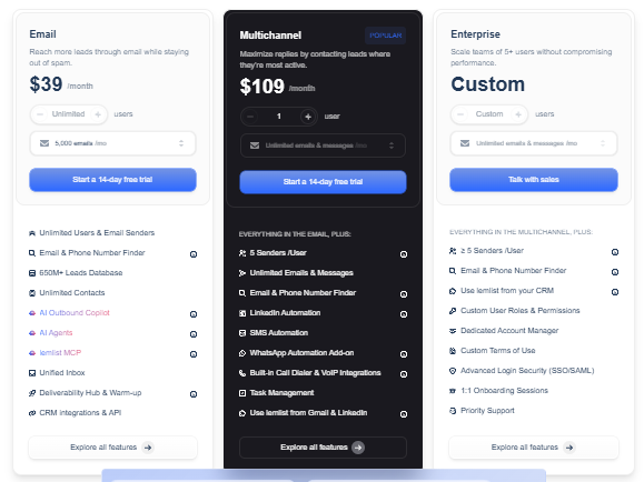 lemlist pricing