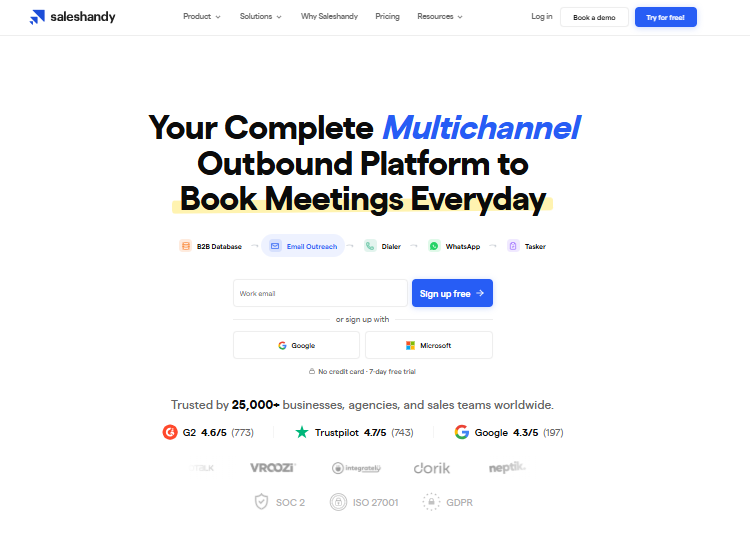 saleshandy homepage
