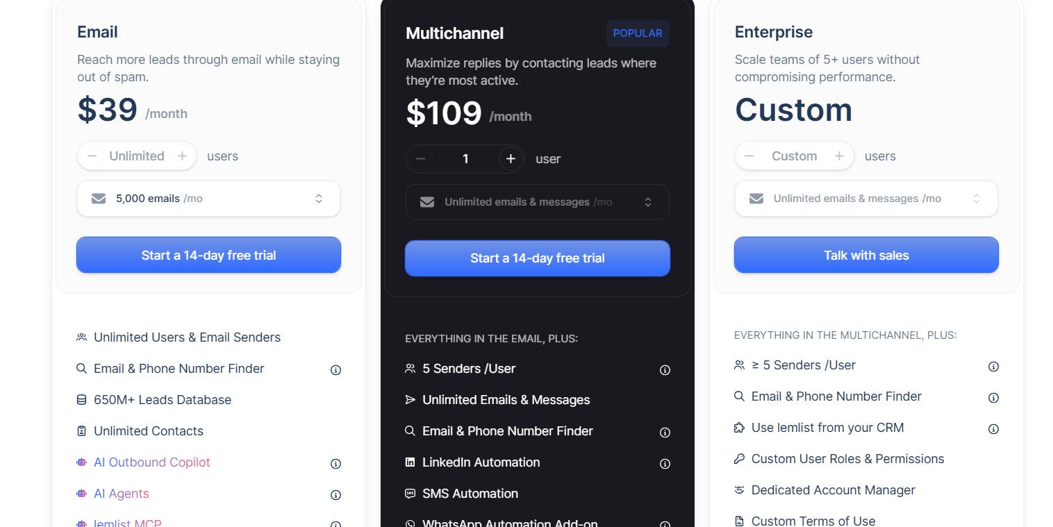 Lemlist pricing