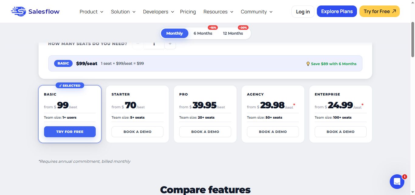 Salesflow Pricing Plans.