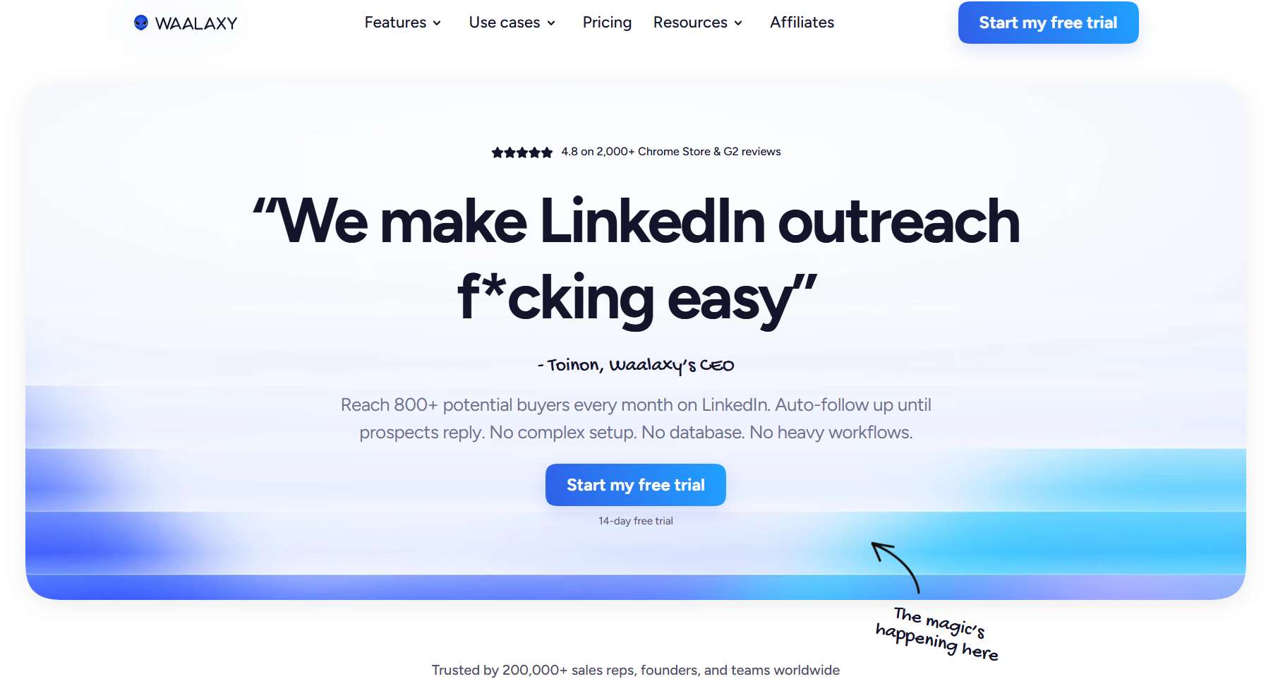 Waalaxy homepage