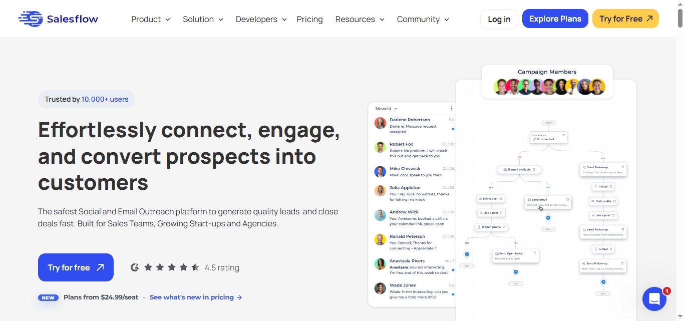 Salesflow homepage