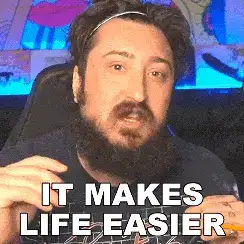 Man with beard says "IT MAKES LIFE EASIER"
