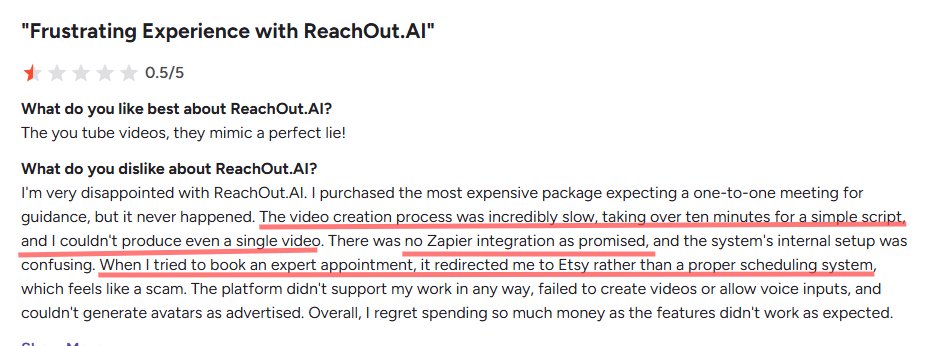 Customer review detailing a frustrating experience with a software service, citing slow processing, confusing setup, and being redirected to Etsy