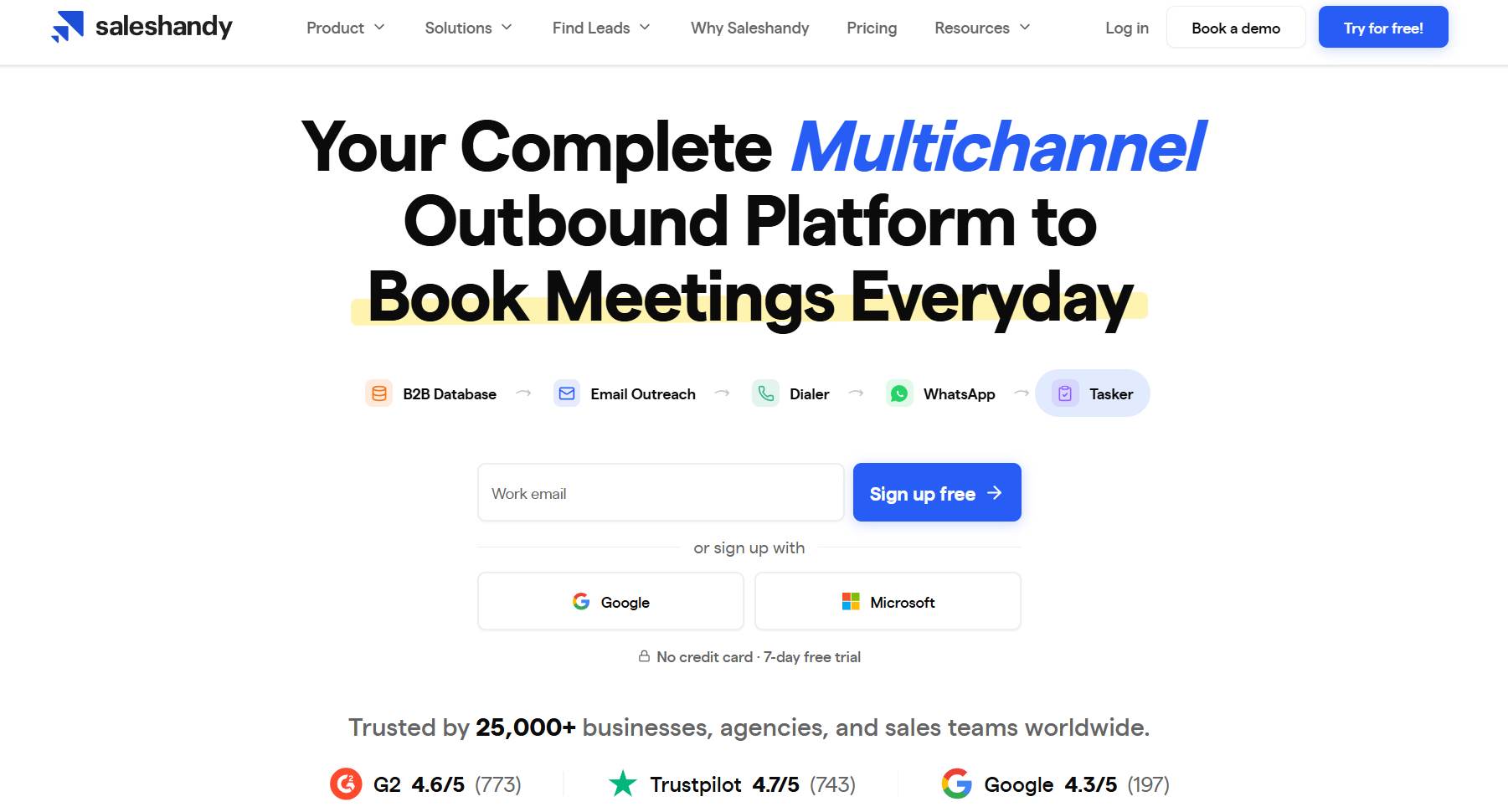 Saleshandy homepage