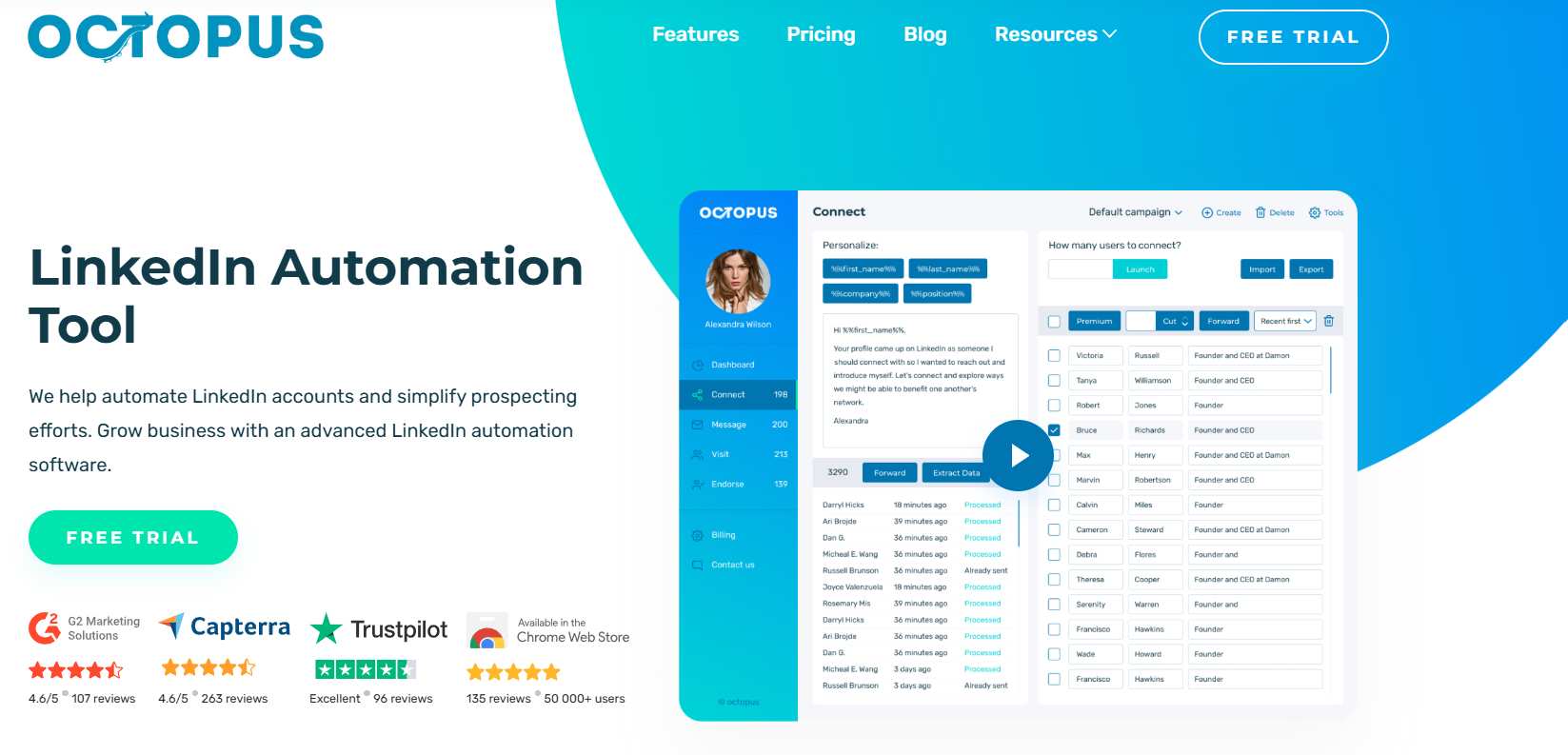 LinkedIn automation tool by Octopus