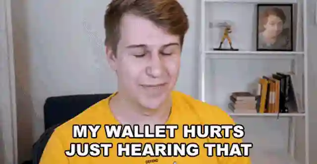 Man with text overlay "MY WALLET HURTS JUST HEARING THAT".