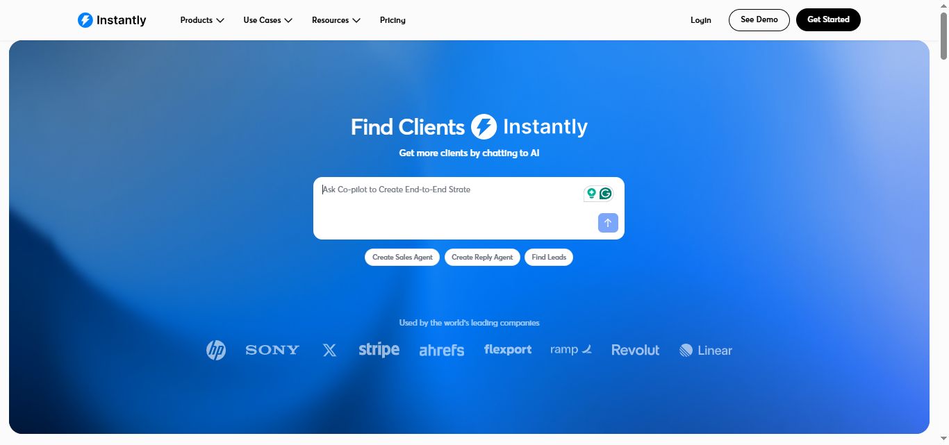 instantly homepage