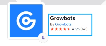 Logo and name of Growbots with a star rating.