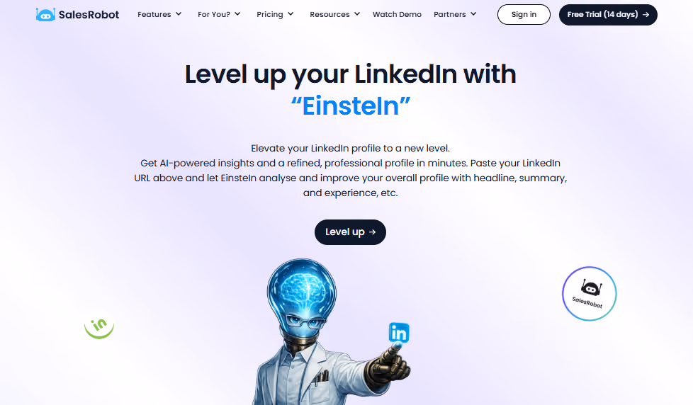 SalesRobot Einstein homepage