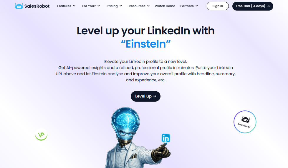 SalesRobot Einstein homepage