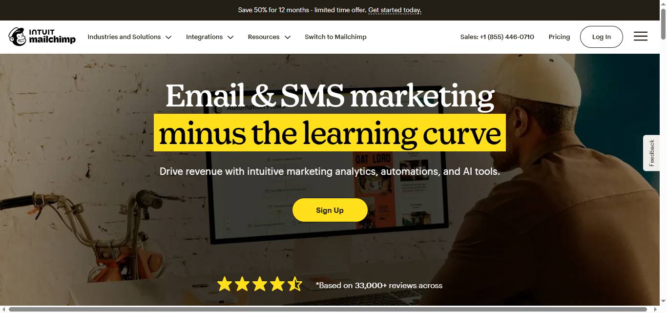 Mailchimp logo and navigation bar.