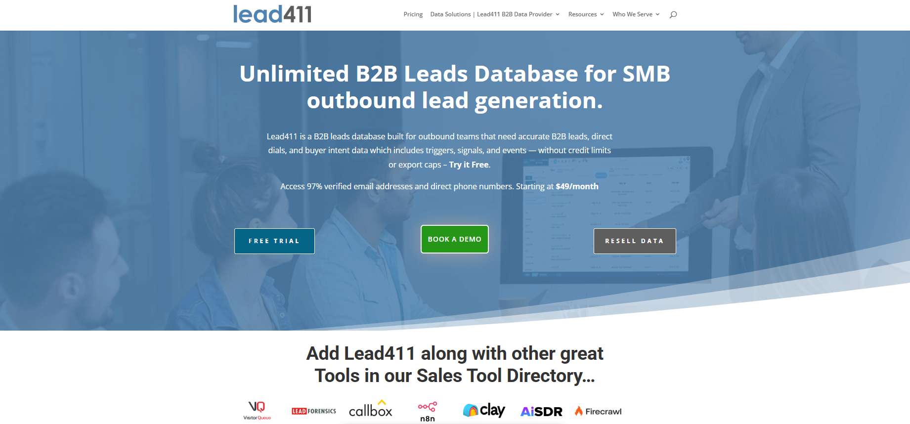 Lead411's Unlimited B2B Leads Database for SMB outbound lead generation.