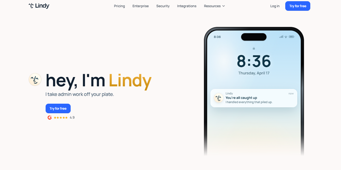 lindy ai homepage