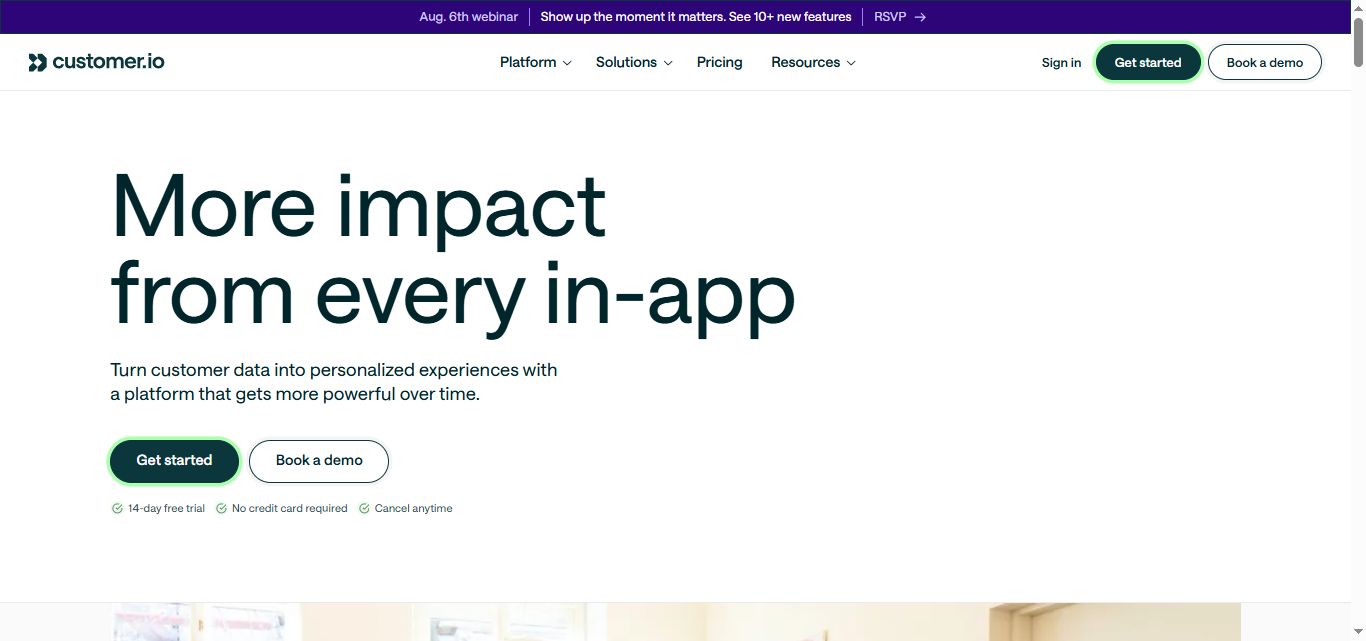 customerio homepage