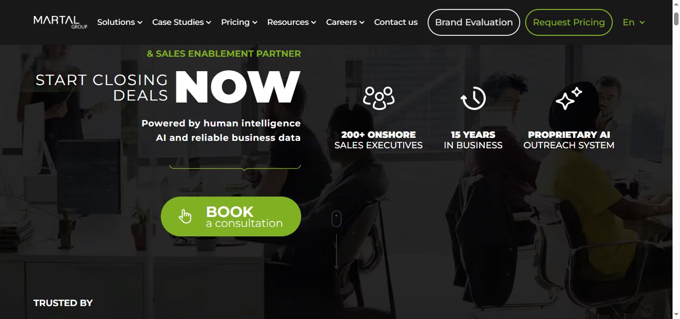 Screenshot of the MARTAL GROUP website.