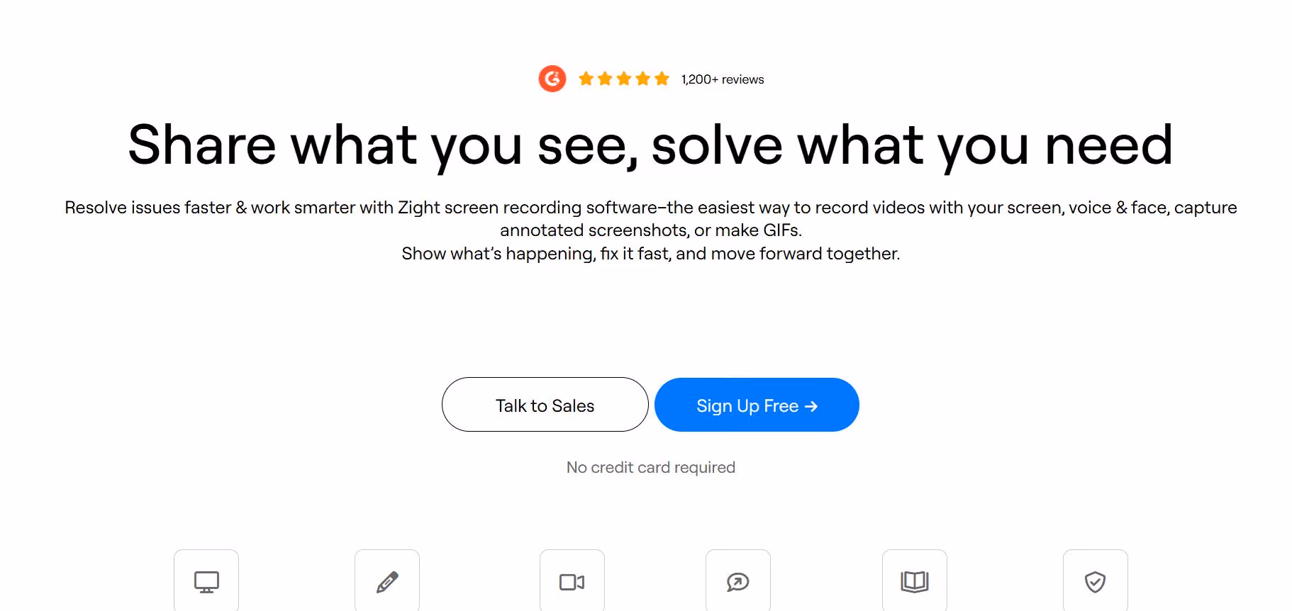 Zight screen recording software landing page with headline "Share what you see, solve what you need