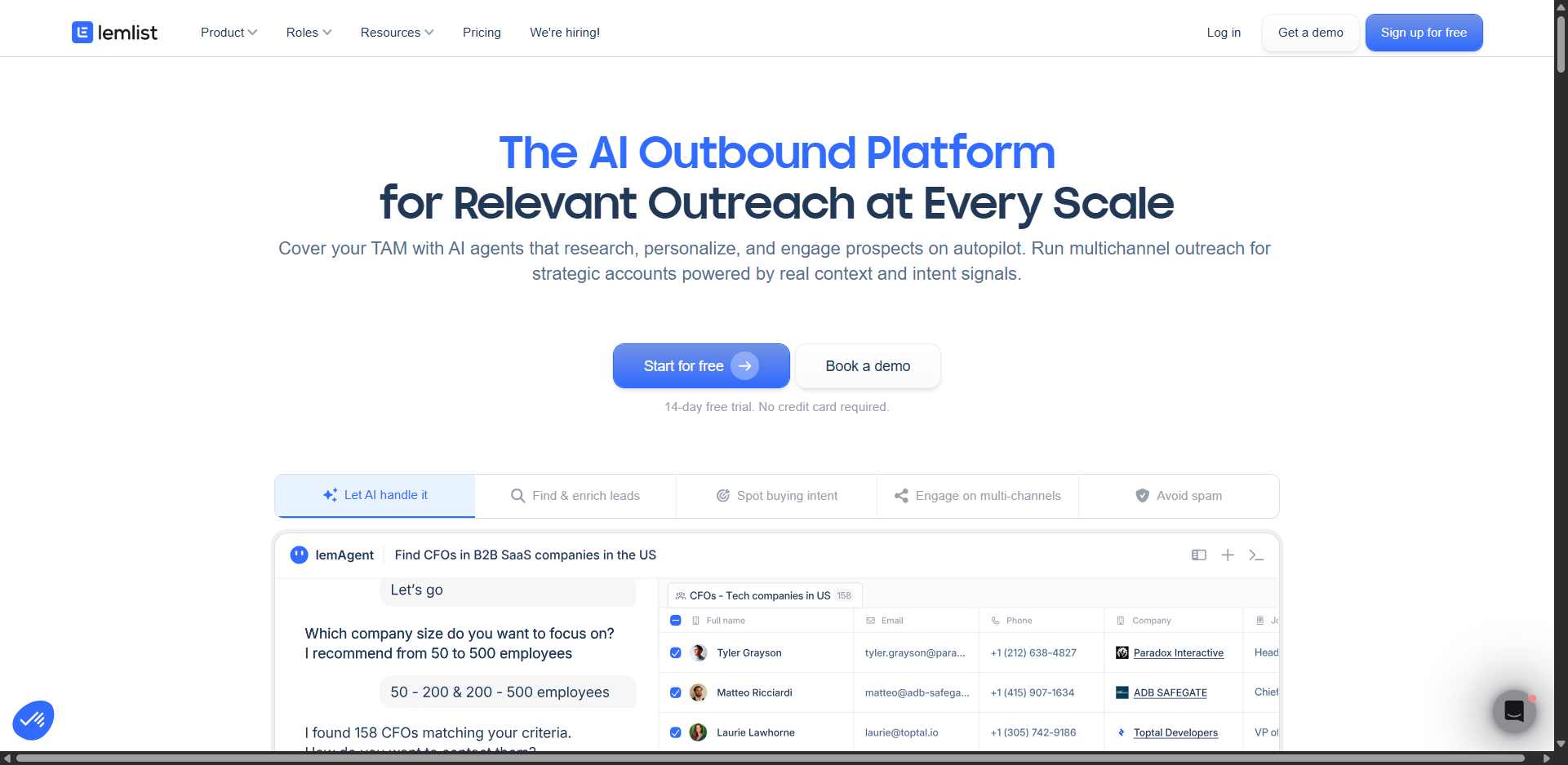 lemlist homepage