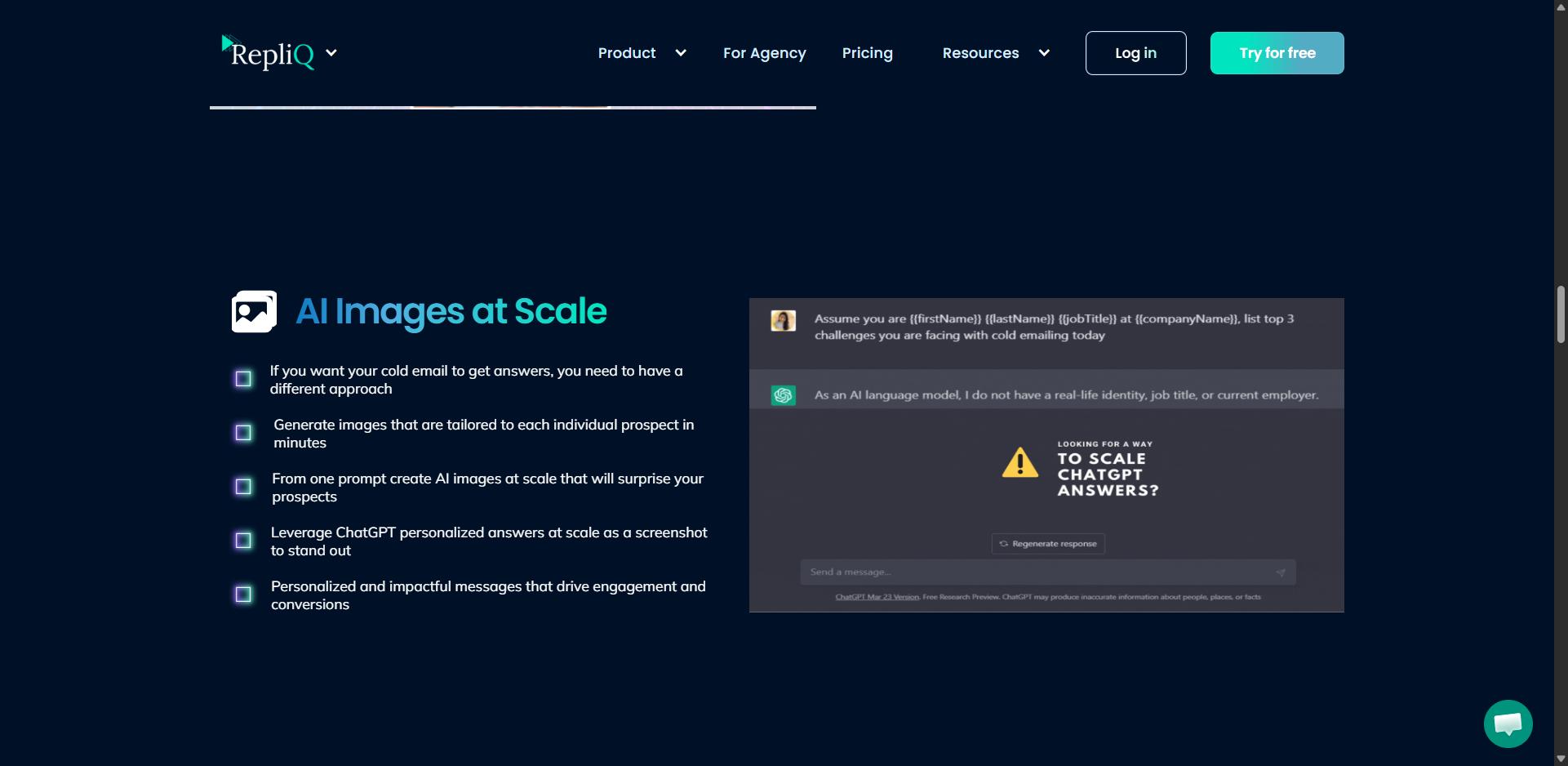 AI Images at Scale section with a description and icons.