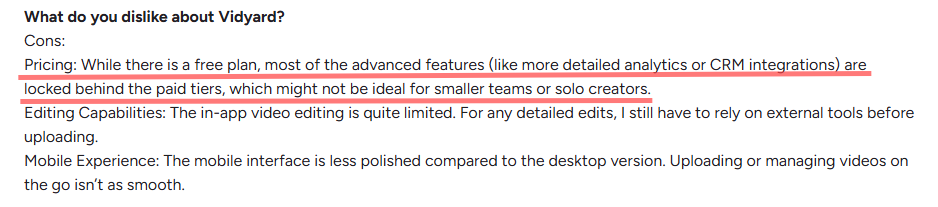 vidyard pricing review