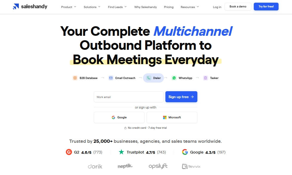 saleshandy homepage