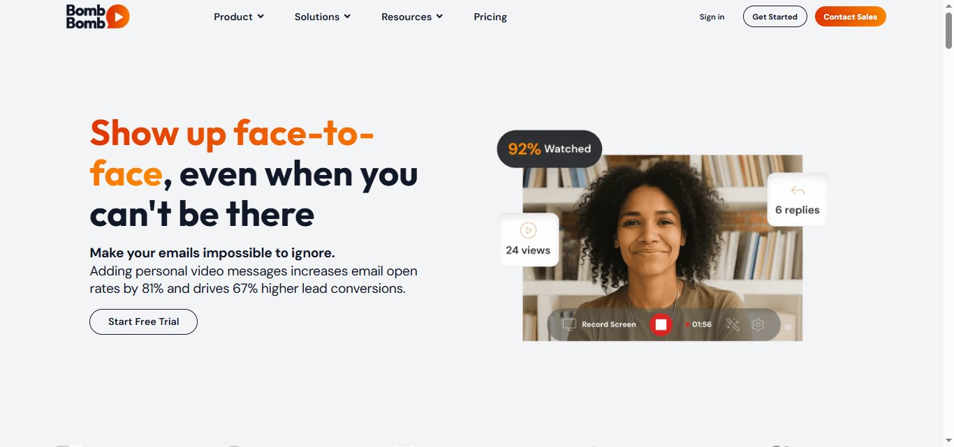 Homepage section with the headline "Stop blending in. Start standing out." and a video recording interface