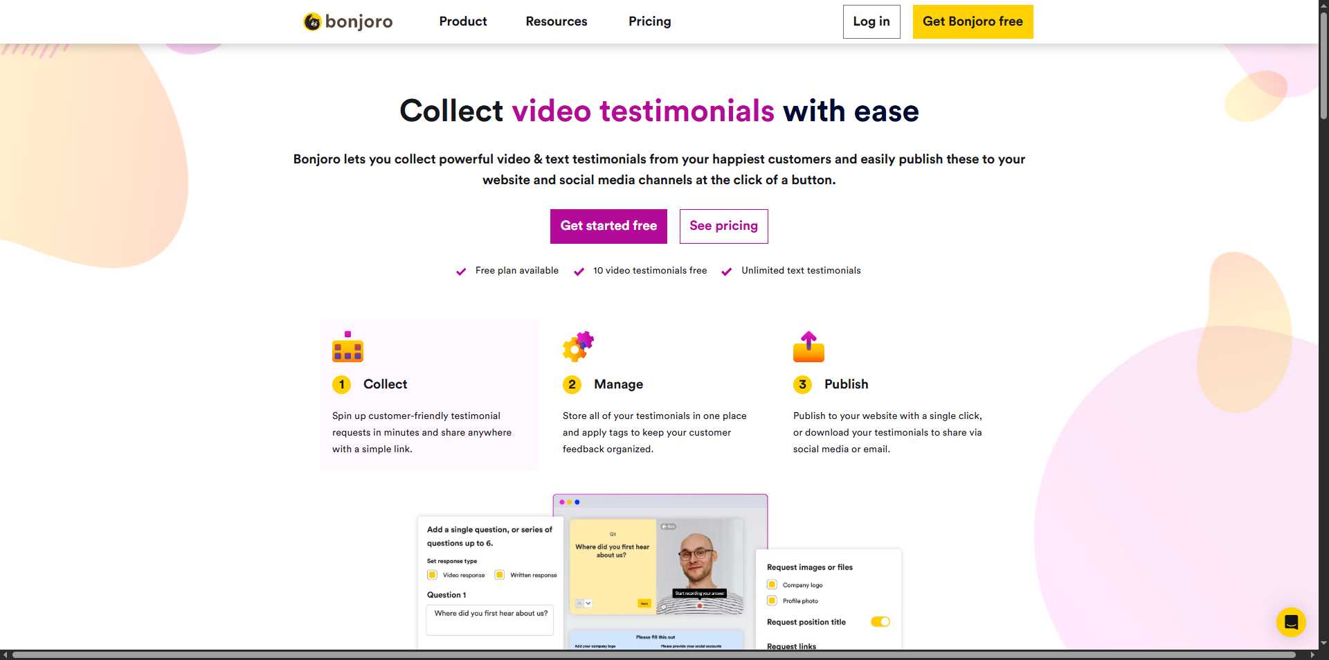 collect video testimonials in bonjoro