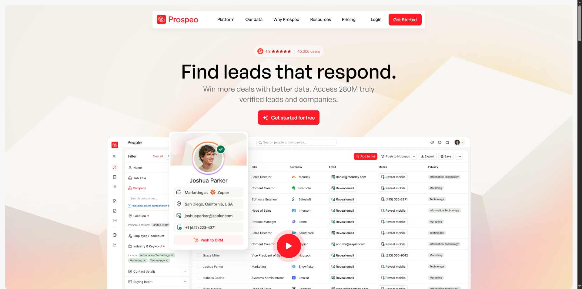 prospeo homepage