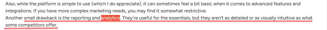 negative review about sendx analytics