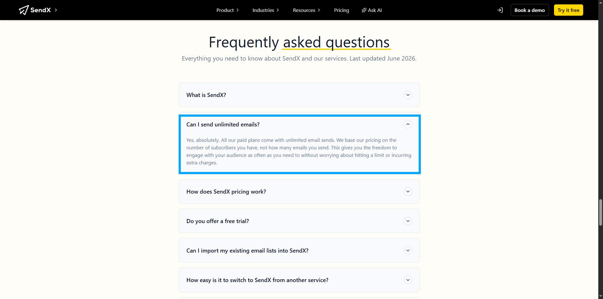 faq- can you send unlimited emails on sendx