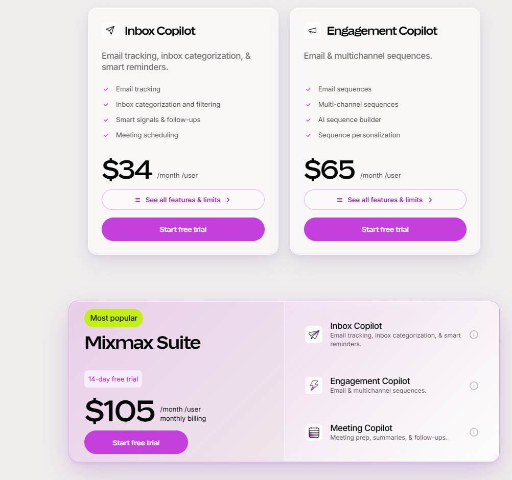 Mixmax pricing