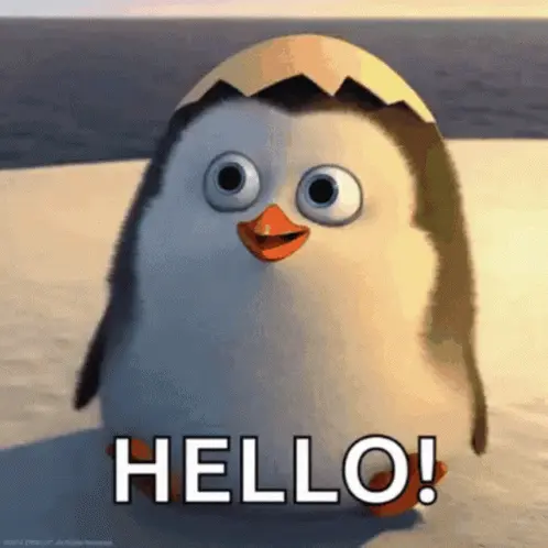 Penguin waving HI