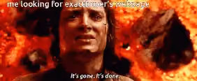 A meme featuring Frodo Baggins from Lord of the Rings with text about struggling to find a webpage for ExactBuyer.