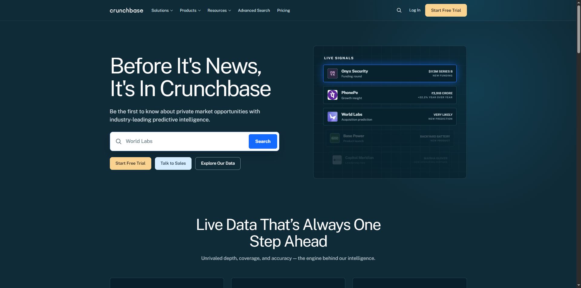 crunchbase homepage