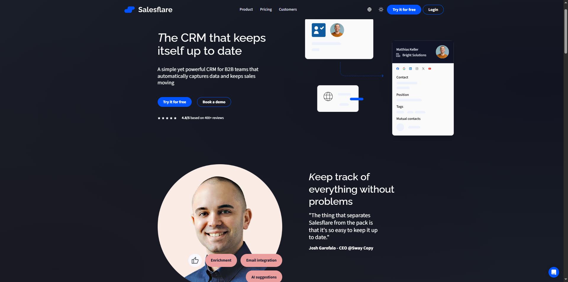salesflare homepage