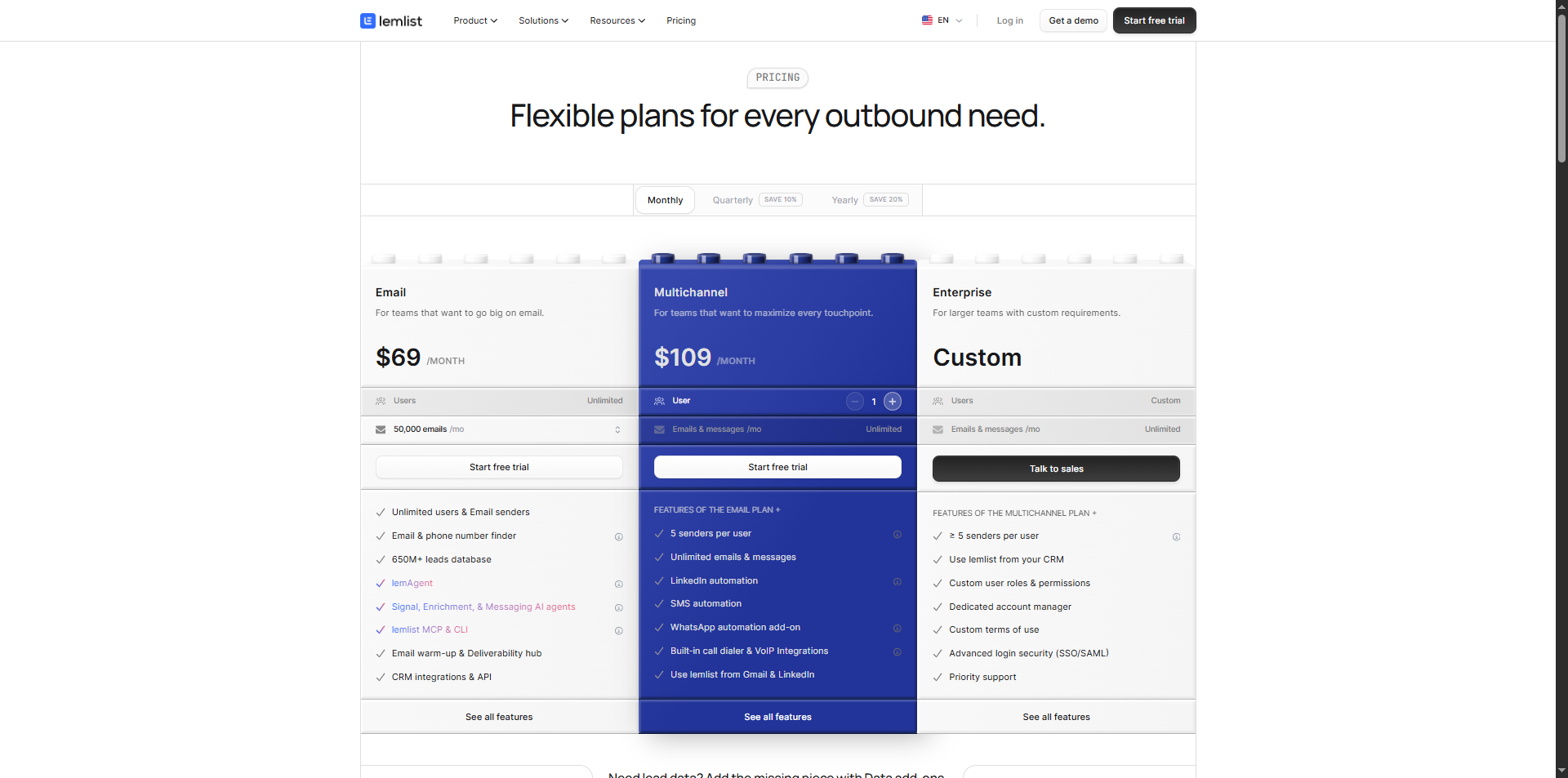 lemlist pricing
