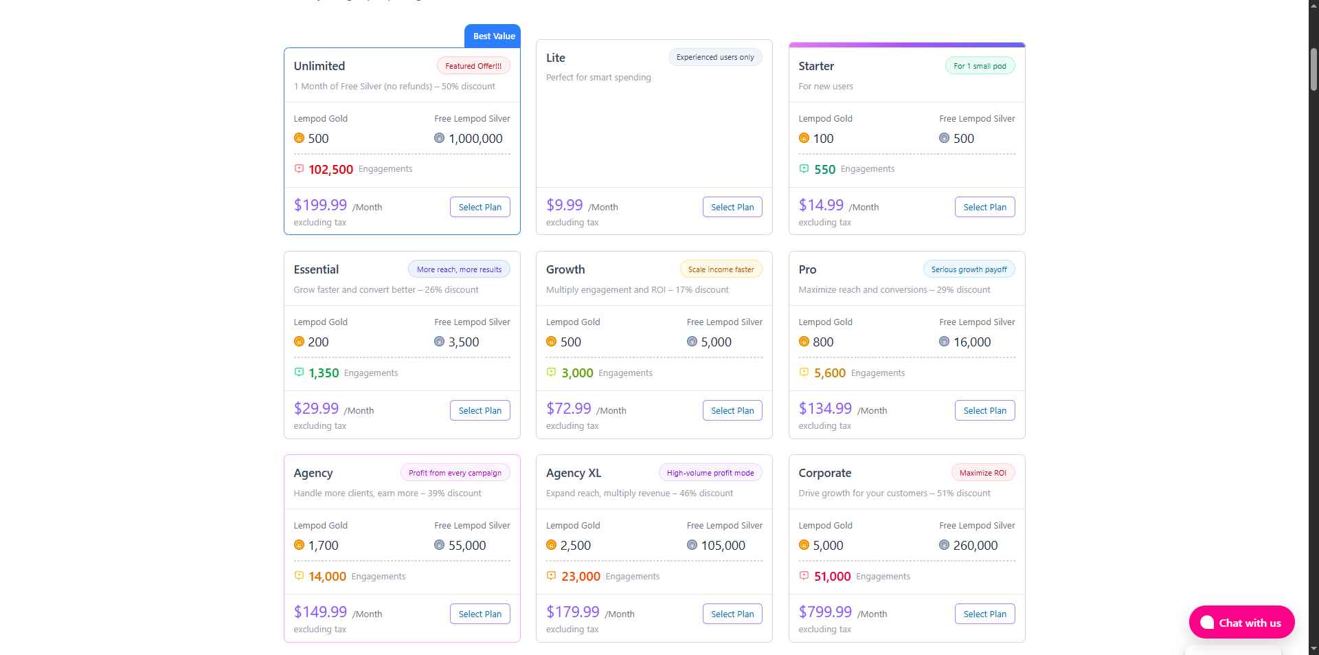 lempod pricing plans