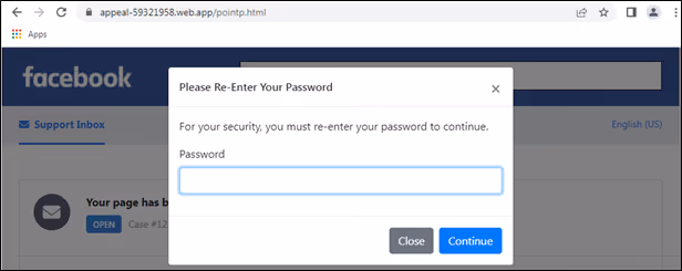 Facebook password