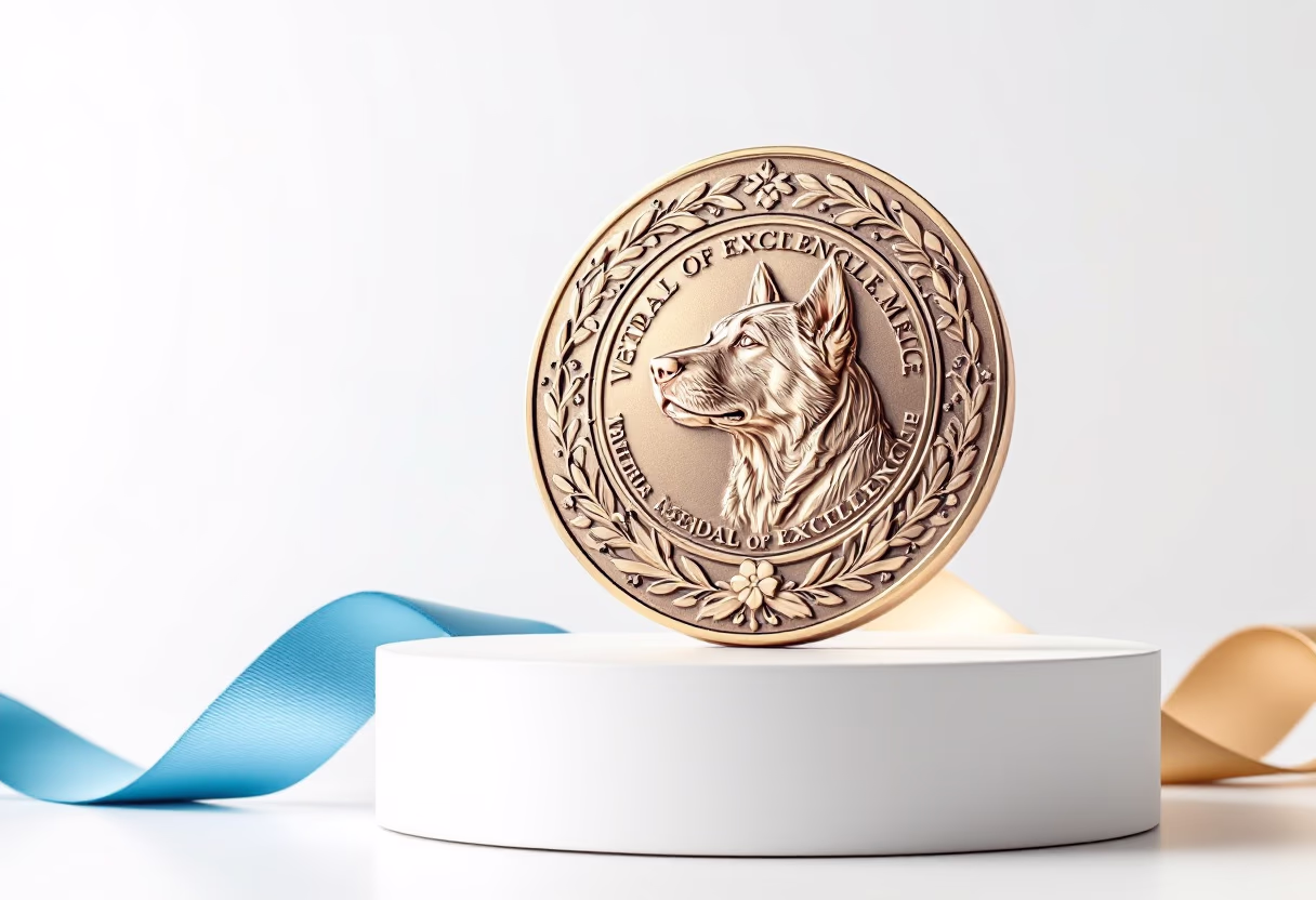 image of an award or certification displayed (for a veterinary clinic)