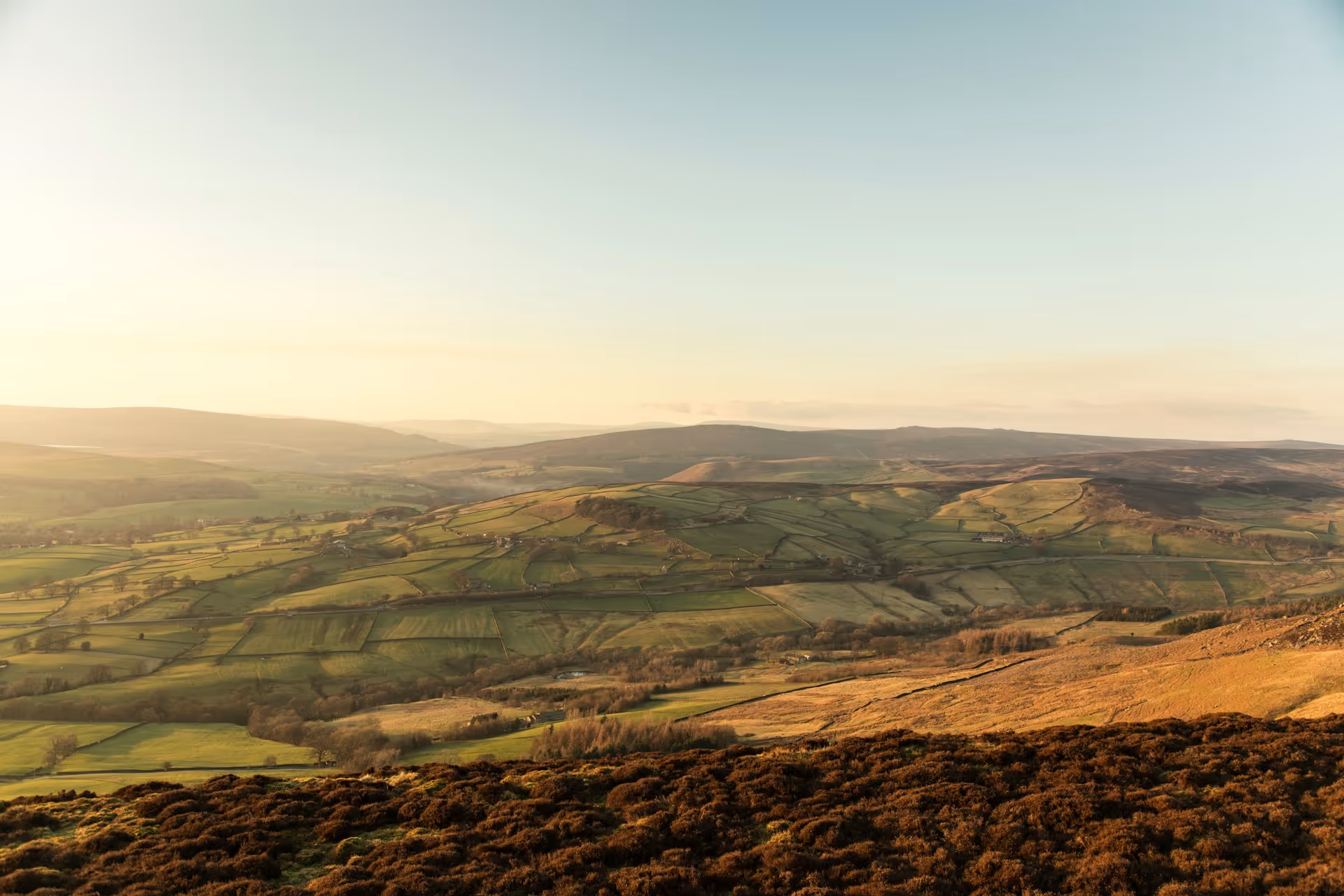 A photo of a sunny Yorkshire Dales landscape. 