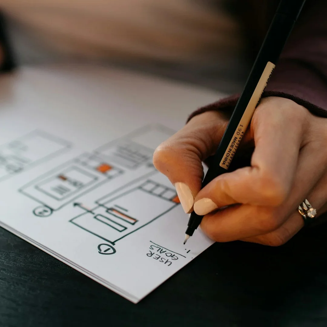 A photograph of someone completing a planning document.