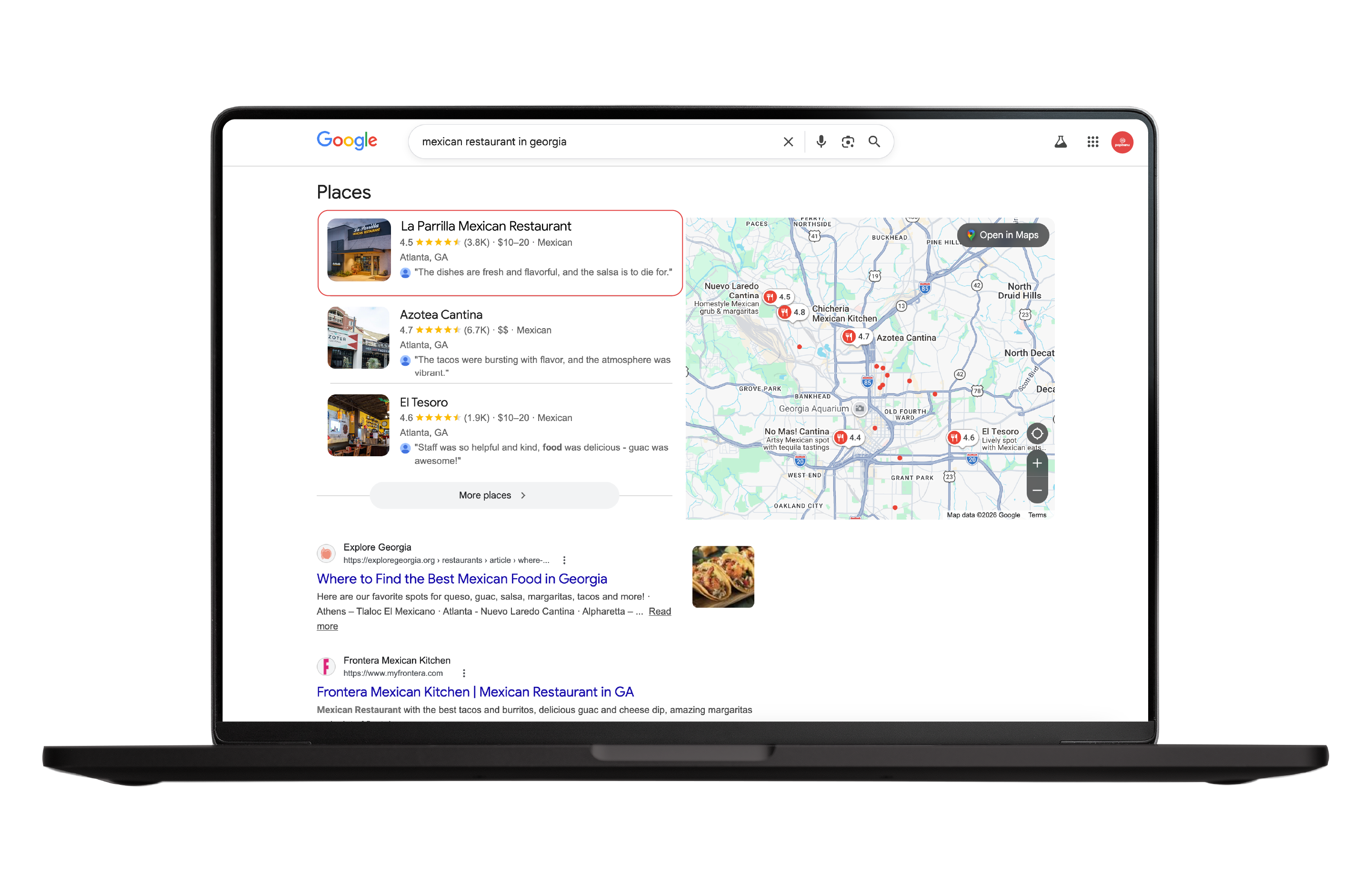 Laptop screen showing Popmenu loyalty program dashboard with program rules and rewards setup.