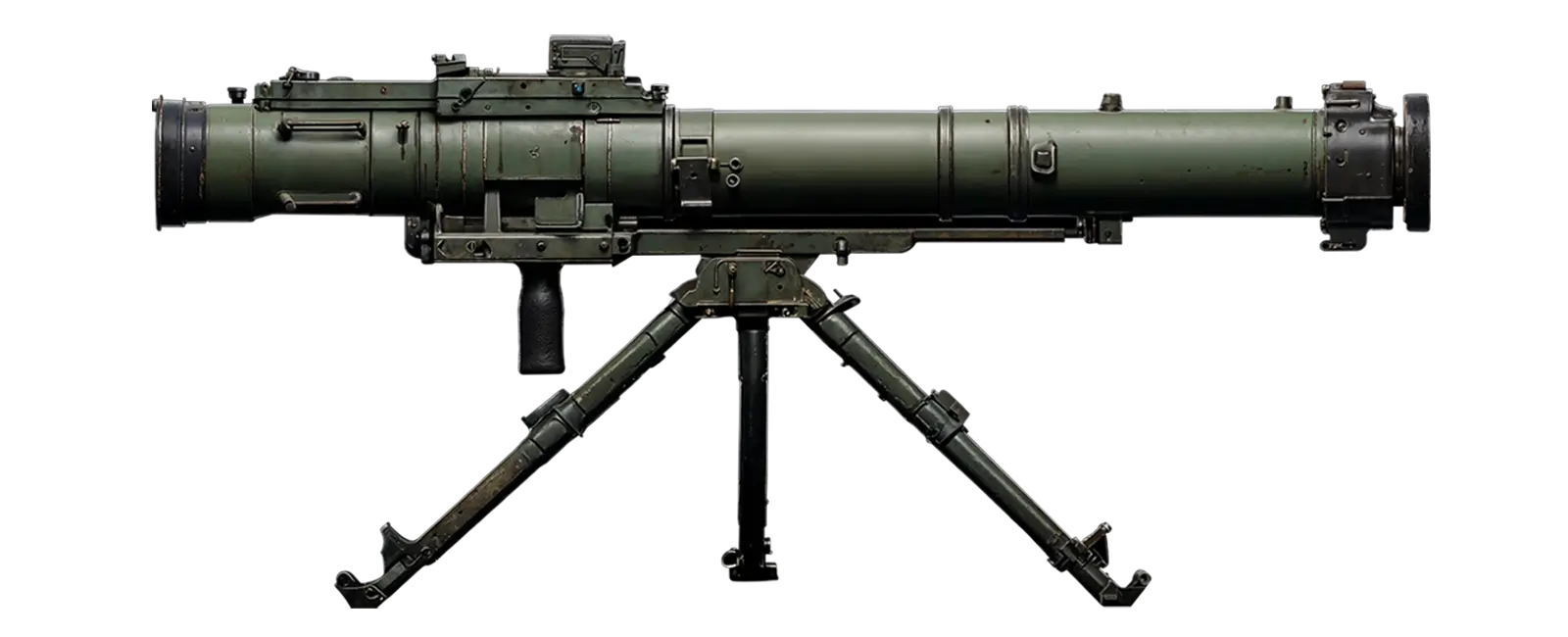 Ultra-realistic full side view of FGM-148 Javelin anti-tank guided missile launcher for card game Tide of Steel