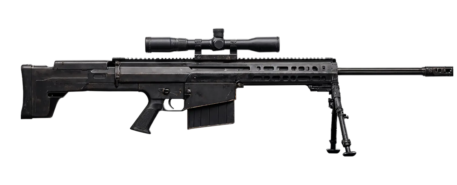 Ultra-realistic full side view of Barrett M82 .50 caliber sniper rifle for card game Tide of Steel