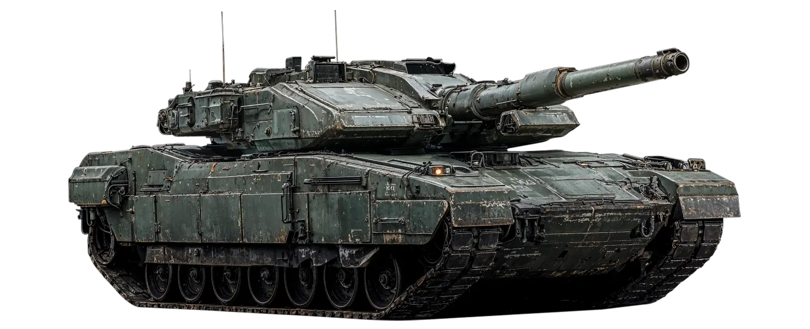 Ultra-realistic slightly angled side-front view of Challenger 3 main battle tank for card game Tide of Steel